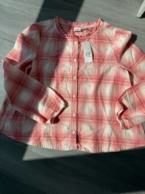 GAP Kids Pink & White Plaid Button-Down Shirt
